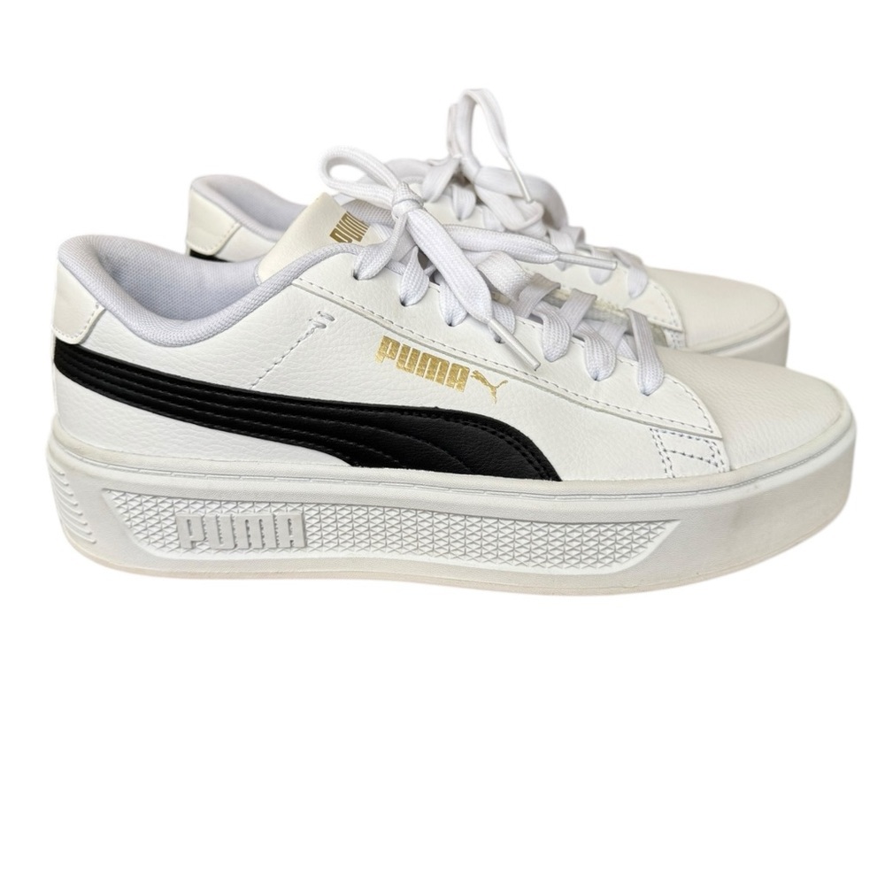 Puma Smash V3 Platform Sneaker Two Tone White & Black Women’s Size 8.5 - Picture 2 of 9